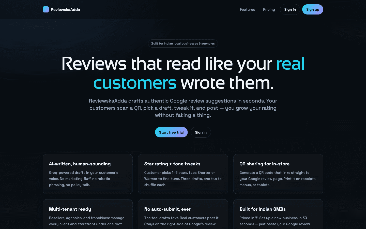 ReviewskaAdda — AI review assistant